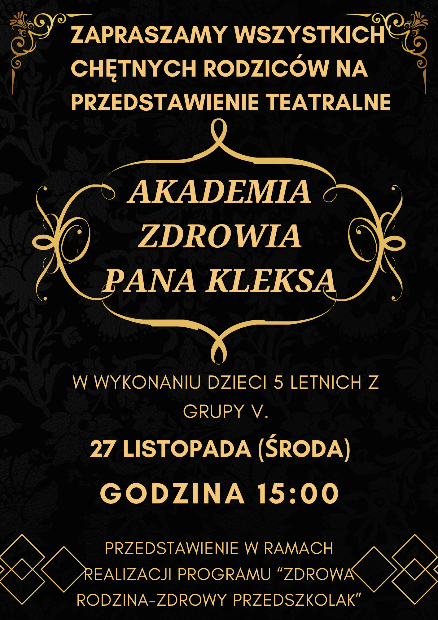 Zapraszamy na przedstawienie teatralne pt. ''Akademia Zdrowia Pana Kleksa.''