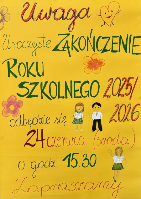 Zapraszamy na Uroczyste Zakończenie Roku Szkolnego
